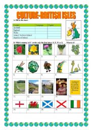English Worksheet: CULTURE-BRITISH ISLES-symbols, flags, countries, sights, other+KEY
