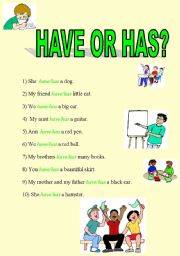 English Worksheet: Have or Has?  elementary level