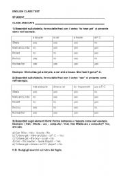 English worksheet: simple present - berbs tohave / can
