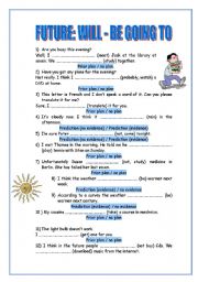 English Worksheet: future: will - be going to