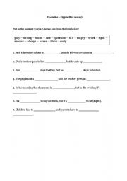 English Worksheet: Opposites (easy)