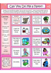 CAN YOU DO ME A FAVOR? Card #2 - ESL worksheet by susiebelle