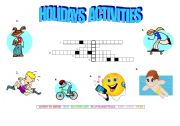 English Worksheet: holidays activities crossword