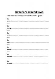 English worksheet: Directions around town