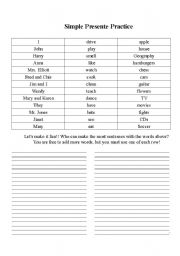English worksheet: Easy Simple Present Worksheet
