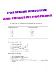 English Worksheet: POSSESIVE ADJECTIVES VS POSSESIVE PRONOUS