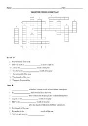 English Worksheet: CROSSWORD - MONTHS OF THE YEAR
