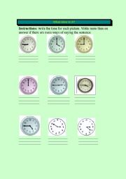 English Worksheet: What time is it?