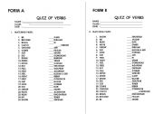 English worksheet: Quiz of verbs