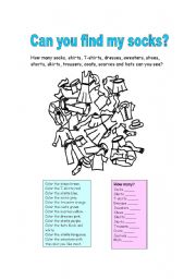 English Worksheet: Can you find my socks?