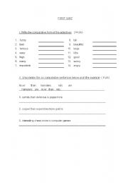 English worksheet: Comparitives with Adjectives Worksheet