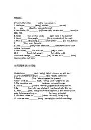 English Worksheet: Mixed tenses; Adjective or adverb
