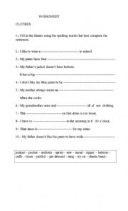 English worksheet: WORKSHEET WITH CLOTHES
