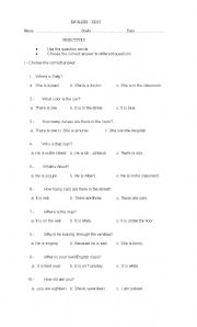 English Worksheet: Question Words Test