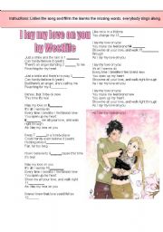 English Worksheet: Song: I LAY MY LOVE ON YOU 