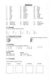 English Worksheet: Numbers