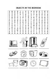 English Worksheet: WORDSEARCH: OBJECTS IN THE BEDROOM