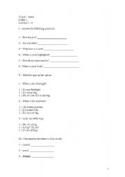 English worksheet: Vocabulary with verb to be