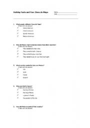 English worksheet: CINCO DE MAYO QUIZZ