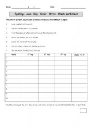 English Worksheet: Look Cover Write and Check 