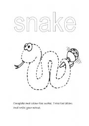English worksheets: Complete the snake