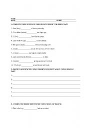 English Worksheet: PRESENT PERFECT OR SIMPLE PAST