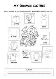 Summer clothes - ESL worksheet by niloelupy
