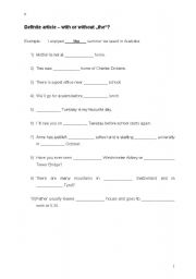 English Worksheet: Article-Yes or No?