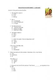 English Worksheet: worksheet abou a film