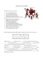 English Worksheet: Movie activity - The incredibles