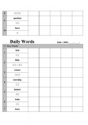 English worksheet: daily words - korean