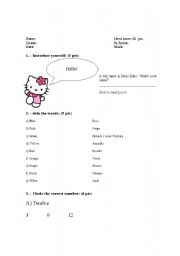 English worksheet: Numbers and colors