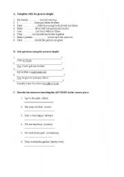 English worksheet: Family in the present