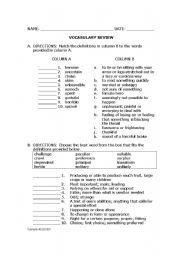 English worksheet: VOCABULARY (From Can you believe it 3)