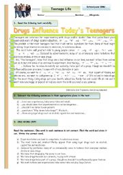 Drugs infuence todays teenagers