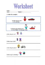 English worksheet: worksheet-Has she got...