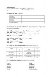 English worksheet: Achivement test based on: One World, coursebook 1, Unit 1