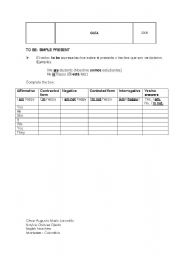 English worksheet: present simple of the verb to be easy explanation