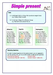 Simple Present Tense - Grammar, song and activities