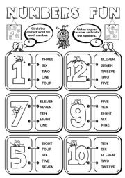 Numbers Fun (1-12) - 2 pages