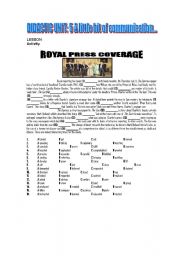 English worksheet: Royal Press Coverage