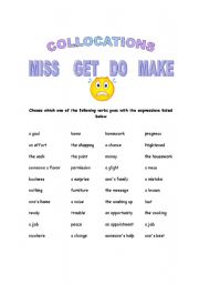 English Worksheet: COLLOCATIONS