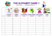 English Worksheet: The alphabet game 1