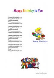 English Worksheets Happy Birthday To You Song