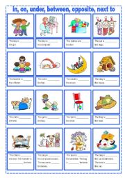 Prepositions of place (two pages)