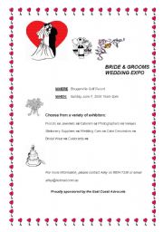 English Worksheet: Bride and Groom Exhibition