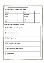English worksheet: Vowels and Capital Letter and Full stop