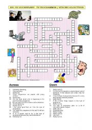 Crossword: TV + adjectives vocabulary