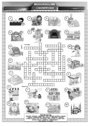 Places in Town Crossword (B&W Version)