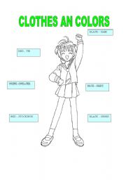 English worksheet: CLOTHES AND COLORS